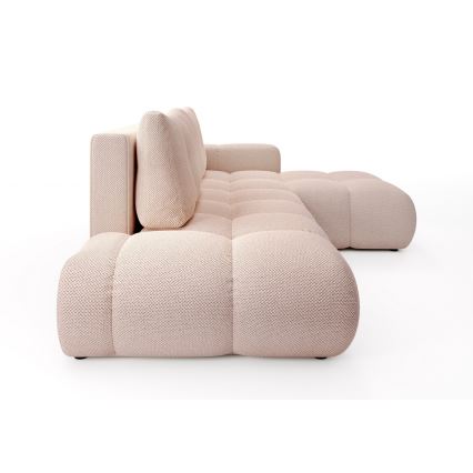 Sofá-cama de canto em L ALMADA, estofado, com espaço de arrumação, versão direita, rosa