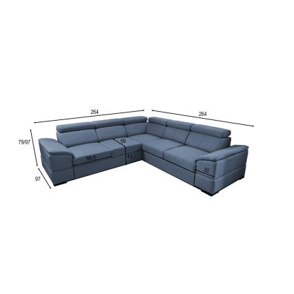 Sofá-cama de canto versátil com arrumação integrada GRANADA, azul