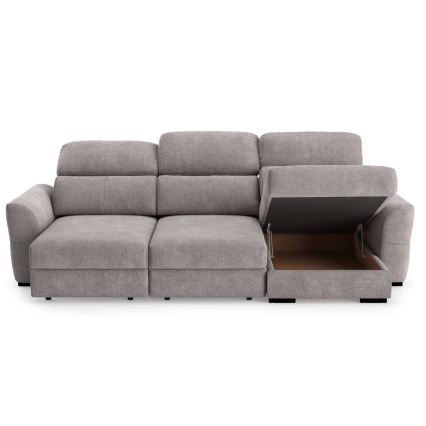 Sofá-cama de canto universal de três lugares com espaço de arrumação TRENTO taupe