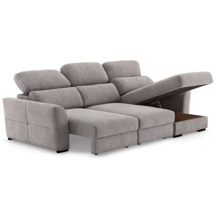 Sofá-cama de canto universal de três lugares com espaço de arrumação TRENTO taupe