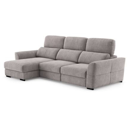 Sofá-cama de canto universal de três lugares com espaço de arrumação TRENTO taupe