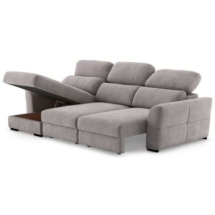 Sofá-cama de canto universal de três lugares com espaço de arrumação TRENTO taupe