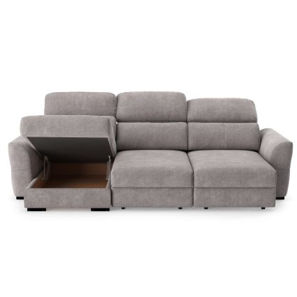 Sofá-cama de canto universal de três lugares com espaço de arrumação TRENTO taupe