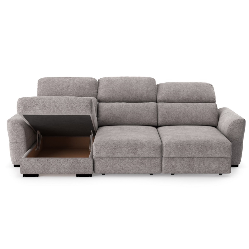 Sofá-cama de canto universal de três lugares com espaço de arrumação TRENTO taupe