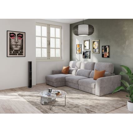 Sofá-cama de canto universal de três lugares com espaço de arrumação TRENTO taupe
