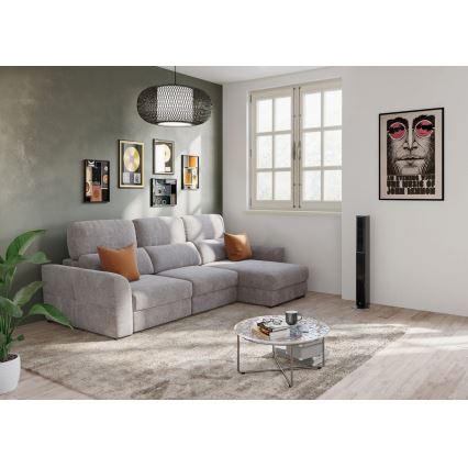 Sofá-cama de canto universal de três lugares com espaço de arrumação TRENTO taupe