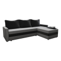 Sofá-cama de canto universal estofado em L BRISTOL cinza/preto