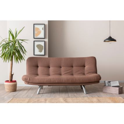 Sofá-cama de dois lugares BINA, castanho claro