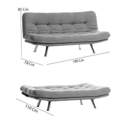 Sofá-cama de dois lugares BINA cinzento claro