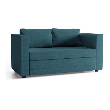 Sofá-cama de dois lugares estofado com apoios de braço LAYLA azul