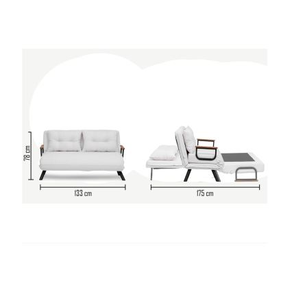 Sofá-cama de dois lugares QIRA branco