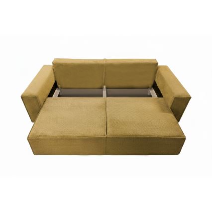 Sofá-cama de três lugares com compartimento de arrumação RONDA laranja