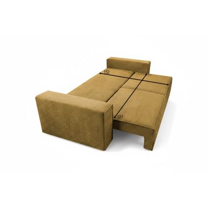 Sofá-cama de três lugares com compartimento de arrumação RONDA laranja