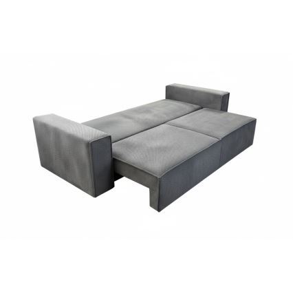Sofá-cama de três lugares com espaço de arrumação RONDA cinzento
