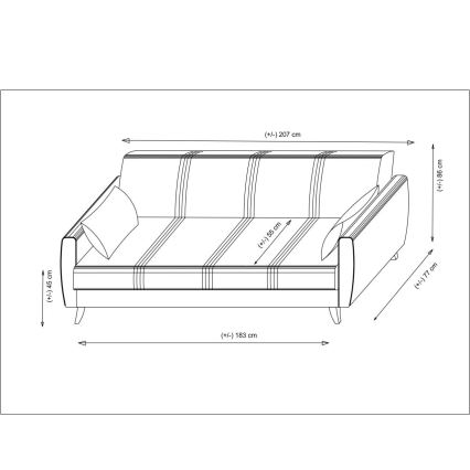 Sofá-cama de três lugares KORFU bege