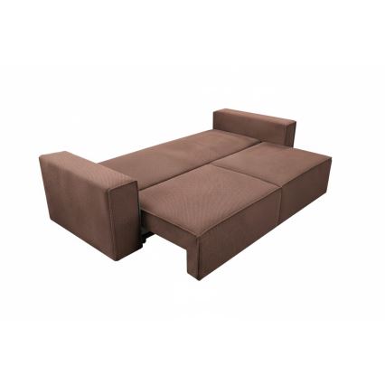 Sofá-cama desdobrável de três lugares com amplo espaço de arrumação RONDA — vermelho