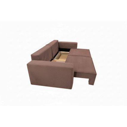 Sofá-cama desdobrável de três lugares com amplo espaço de arrumação RONDA — vermelho