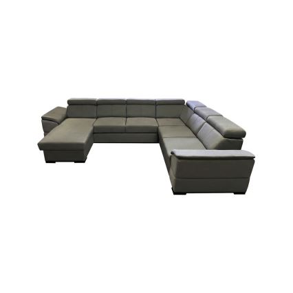 Sofá-cama extensível com canto universal em U e arrumação integrada GRANADA, cinzento escuro