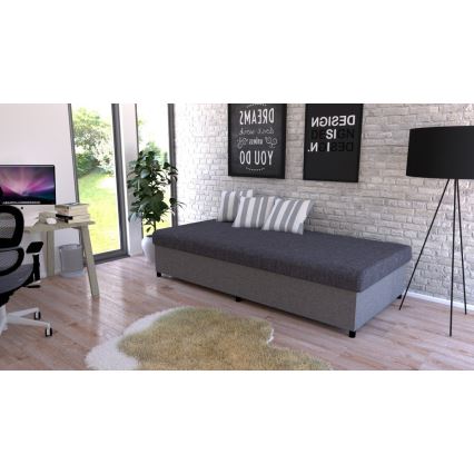 Sofá-cama estofada com espaço de arrumação CORY 80x200 cinza