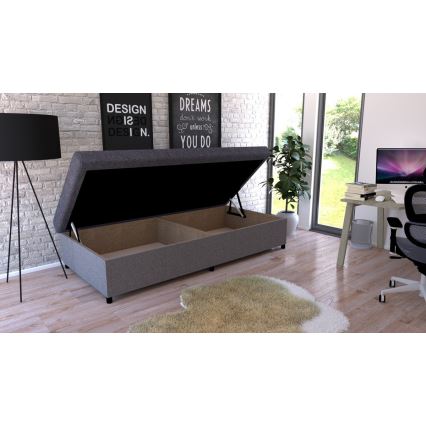Sofá-cama estofada com espaço de arrumação CORY 80x200 cinza