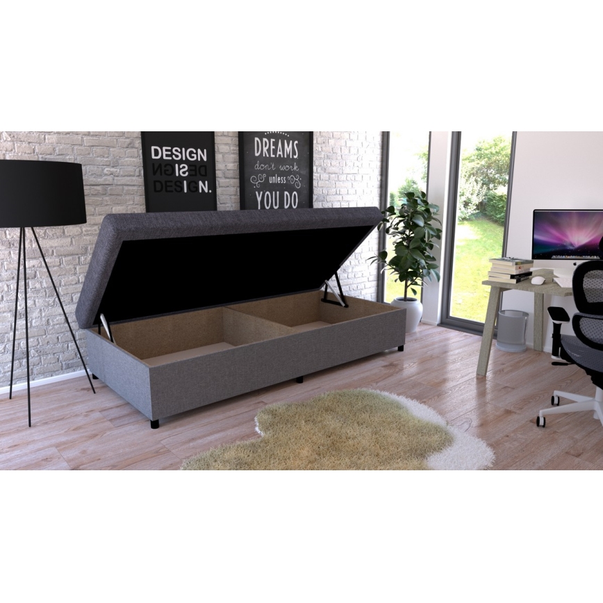 Sofá-cama estofada com espaço de arrumação CORY 80x200 cinza