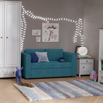 Sofá-cama estofado de 2 lugares com apoios de braço LAYLA, azul