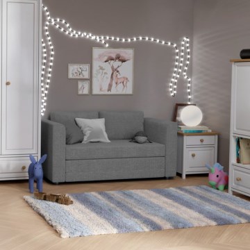 Sofá-cama estofado de dois lugares com apoios de braço LAYLA, cinzento