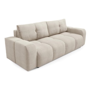 Sofá-cama estofado de três lugares ALMADA com espaço de armazenamento, bege
