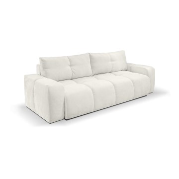 Sofá-cama estofado de três lugares ALMADA com espaço de armazenamento, bege