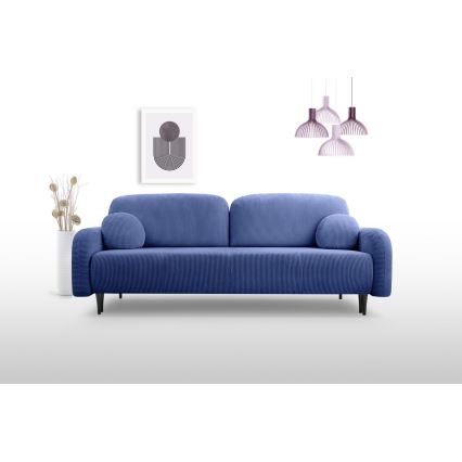 Sofá-cama estofado de três lugares CLOUDY, azul