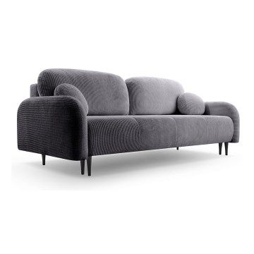 Sofá-cama estofado de três lugares CLOUDY cinza