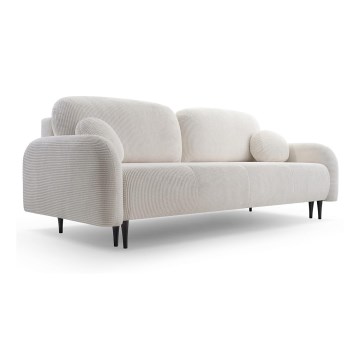 Sofá-cama estofado de três lugares CLOUDY em creme