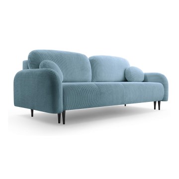 Sofá-cama estofado de três lugares CLOUDY em turquesa