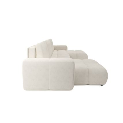 Sofá-cama estofado em U com baú de arrumação ALMADA, bege