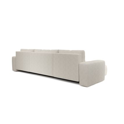 Sofá-cama estofado em U com baú de arrumação ALMADA, bege