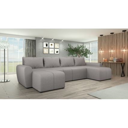 Sofá-cama estofado em U NEWPORT, orientação universal, cinzento