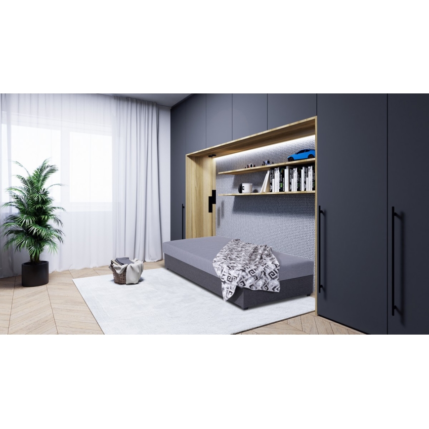 Sofá-cama estofada com espaço de arrumação JACOB XL capacidade 130 kg 90x200 cm cinza