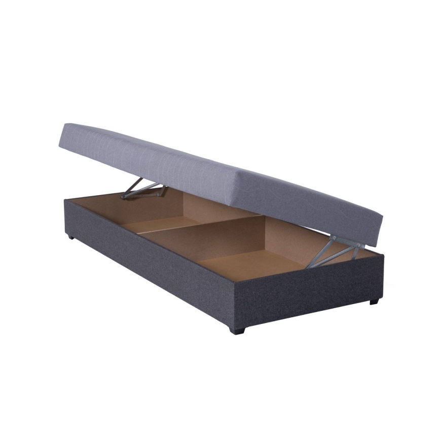 Sofá-cama estofada com espaço de arrumação JACOB XL capacidade 130 kg 90x200 cm cinza