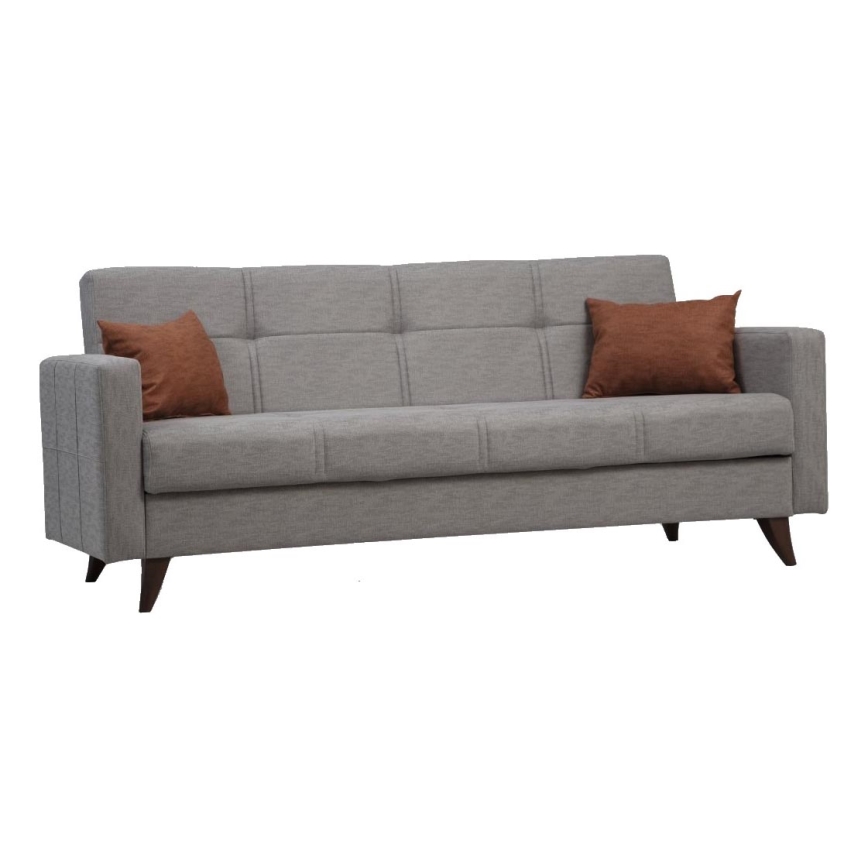 Sofá-cama KORFU de três lugares, cinzento-claro