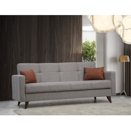 Sofá-cama KORFU de três lugares, cinzento-claro