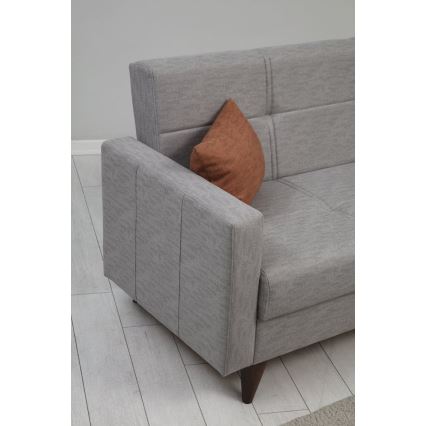 Sofá-cama KORFU de três lugares, cinzento-claro