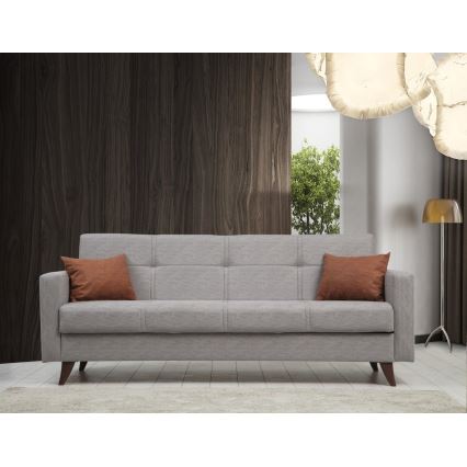 Sofá-cama KORFU de três lugares, cinzento-claro