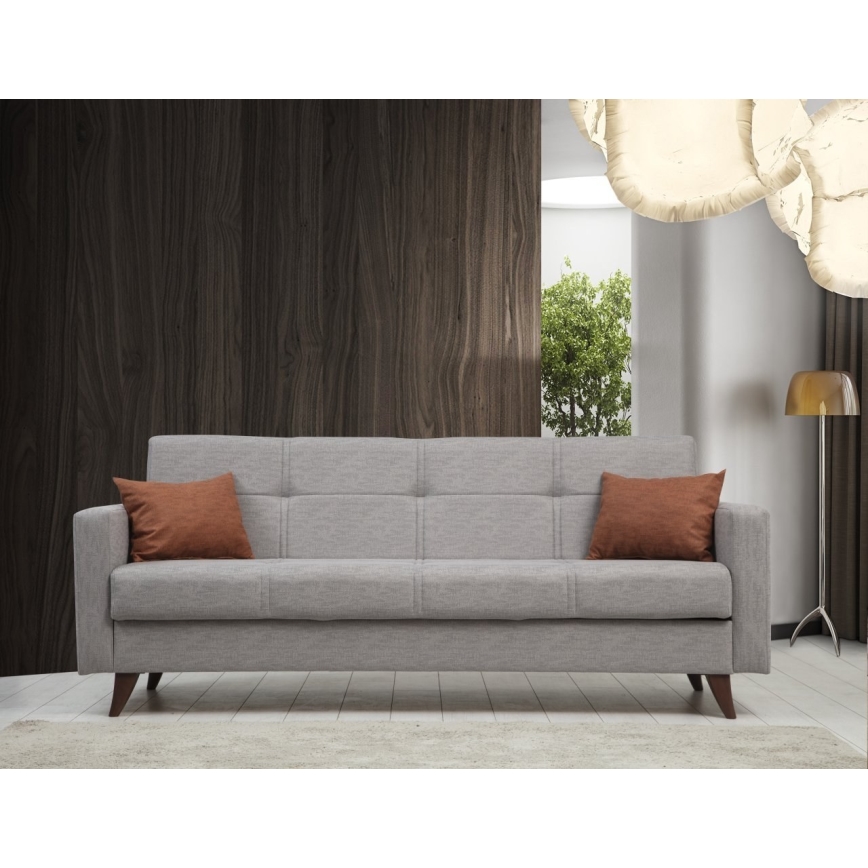 Sofá-cama KORFU de três lugares, cinzento-claro