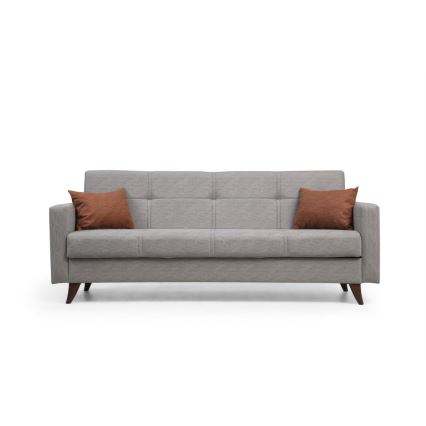 Sofá-cama KORFU de três lugares, cinzento-claro