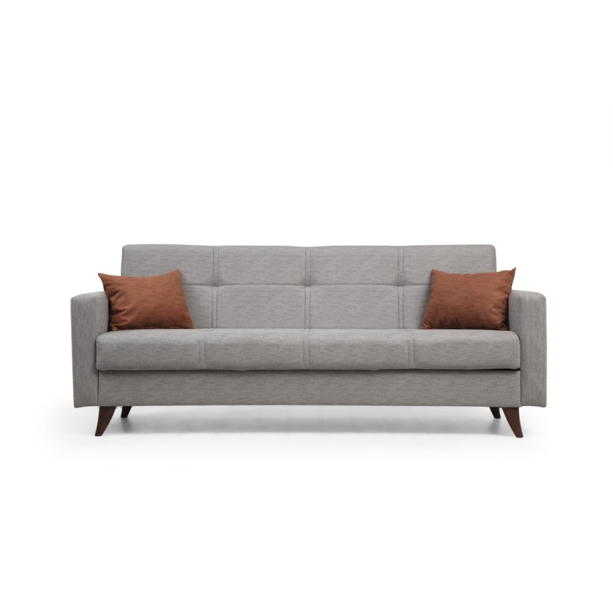 Sofá-cama KORFU de três lugares, cinzento-claro