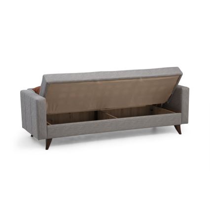 Sofá-cama KORFU de três lugares, cinzento-claro