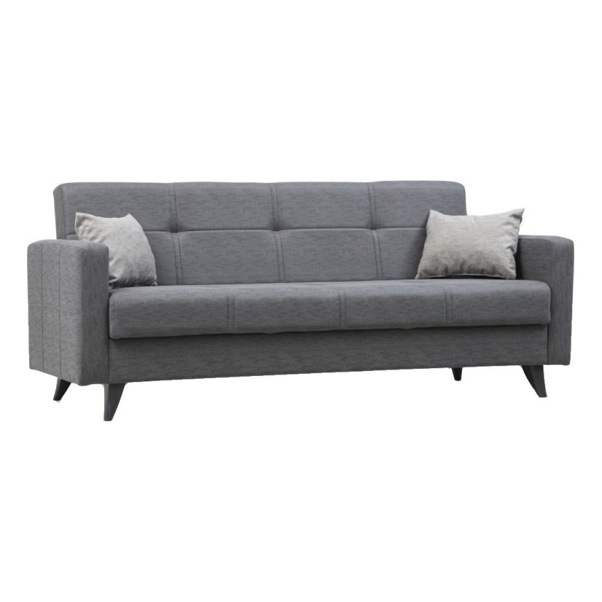 Sofá-cama KORFU de três lugares, cinzento escuro