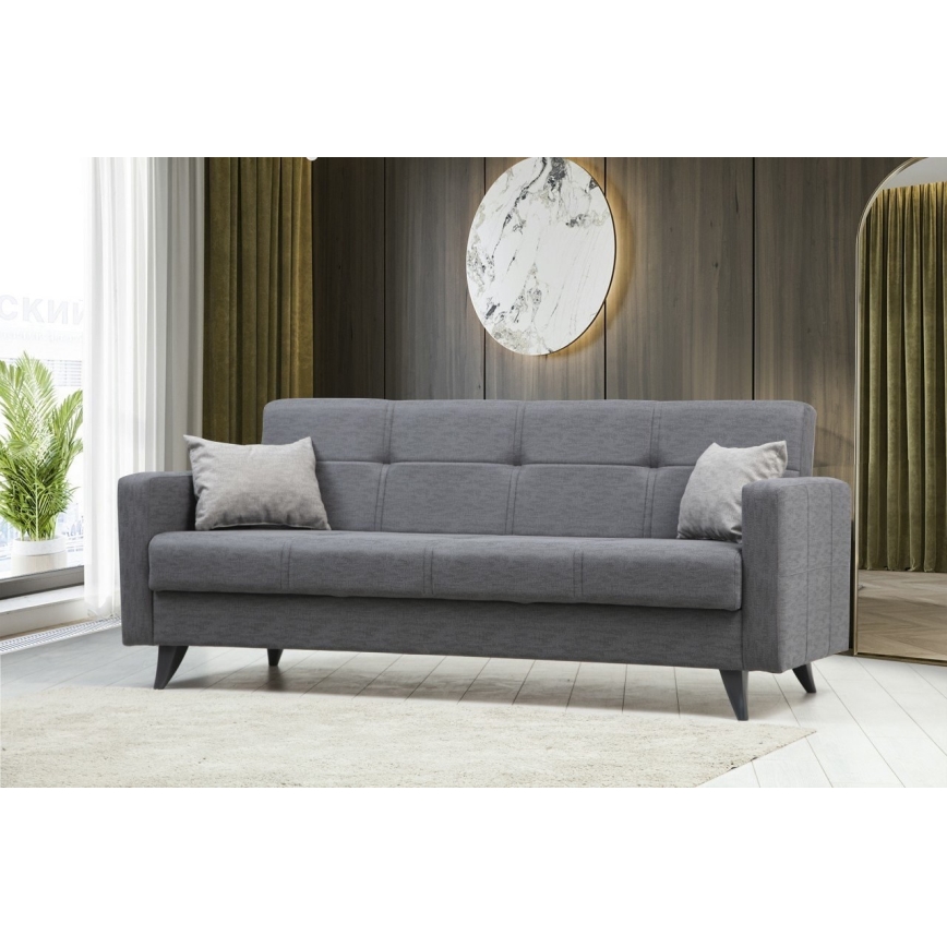 Sofá-cama KORFU de três lugares, cinzento escuro