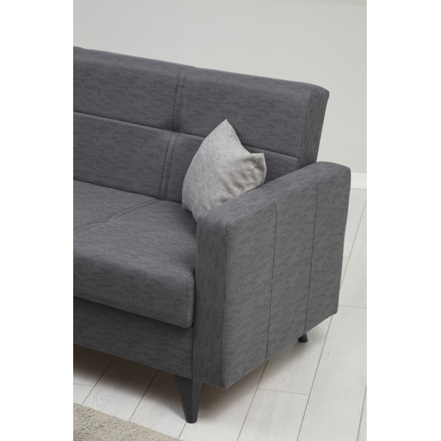 Sofá-cama KORFU de três lugares, cinzento escuro
