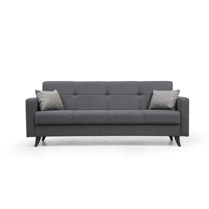 Sofá-cama KORFU de três lugares, cinzento escuro
